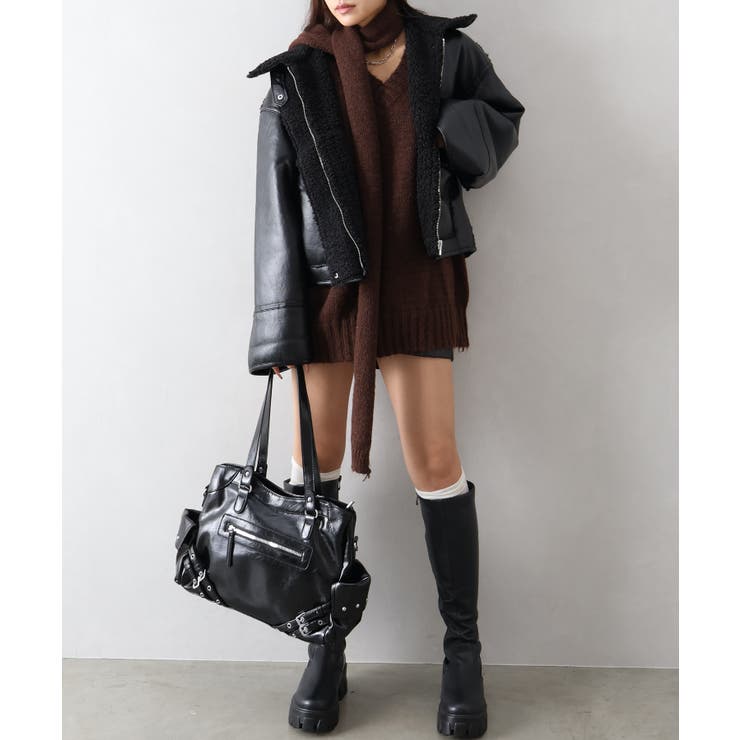 フェイクレザーボアZIPブルゾン | SpRay | 詳細画像51 