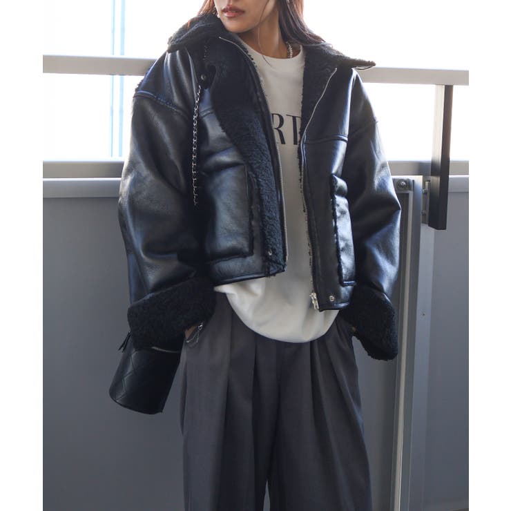 フェイクレザーボアZIPブルゾン | SpRay | 詳細画像56 