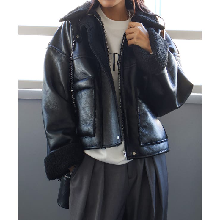 フェイクレザーボアZIPブルゾン | SpRay | 詳細画像57 