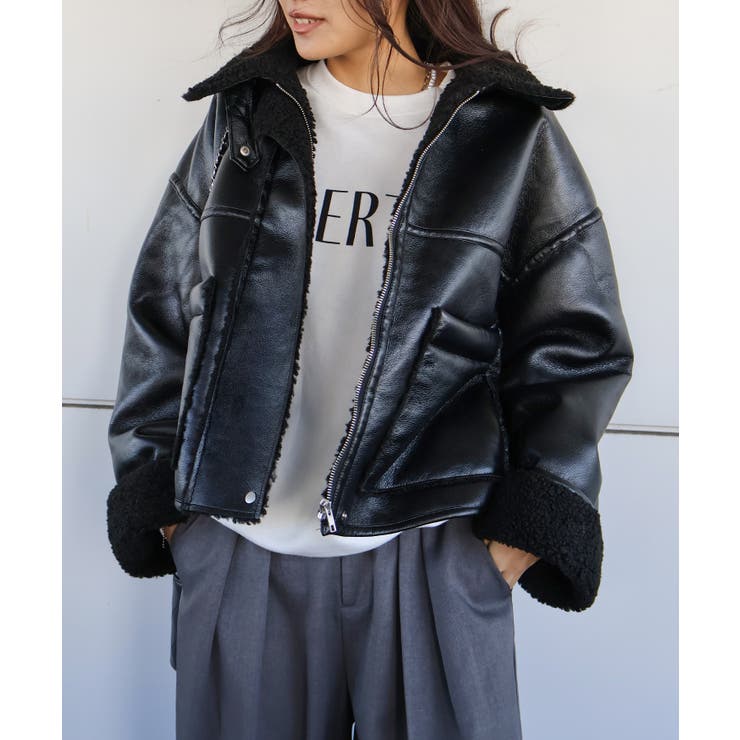 フェイクレザーボアZIPブルゾン | SpRay | 詳細画像59 