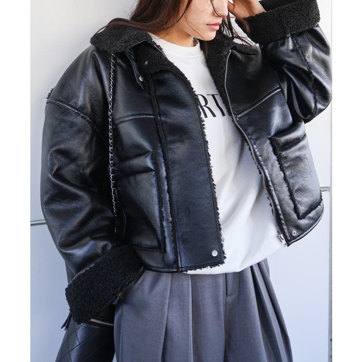 フェイクレザーボアZIPブルゾン | SpRay | 詳細画像61 