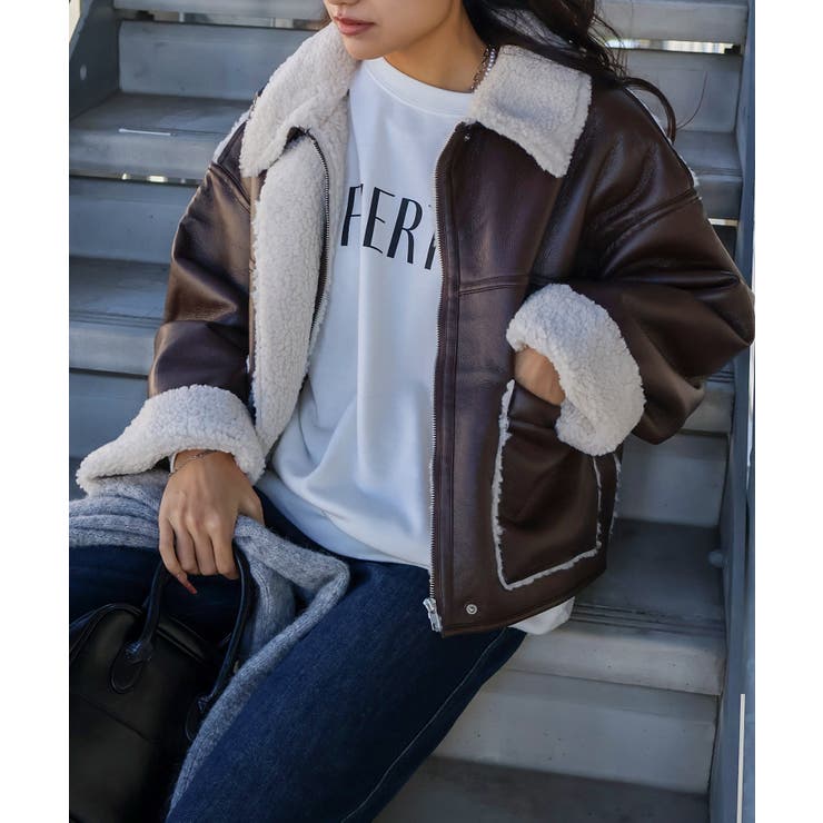 フェイクレザーボアZIPブルゾン | SpRay | 詳細画像63 