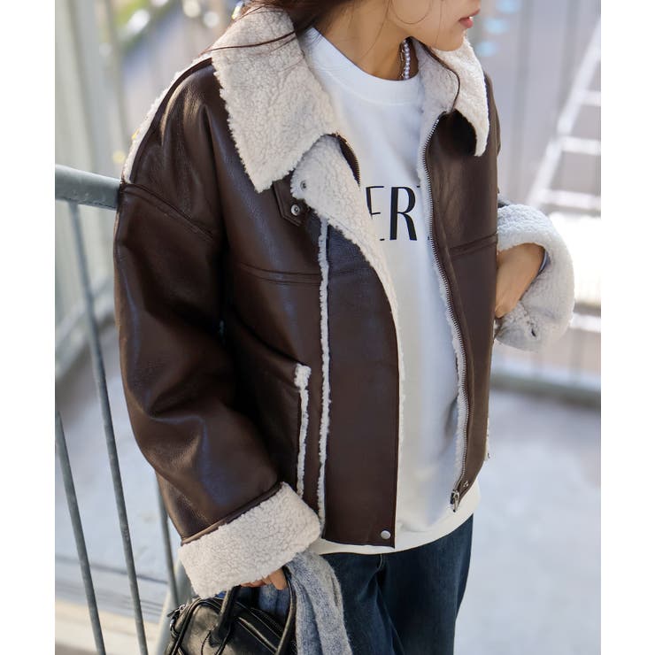 フェイクレザーボアZIPブルゾン | SpRay | 詳細画像65 