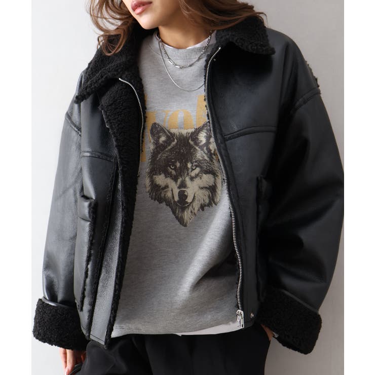 フェイクレザーボアZIPブルゾン | SpRay | 詳細画像70 