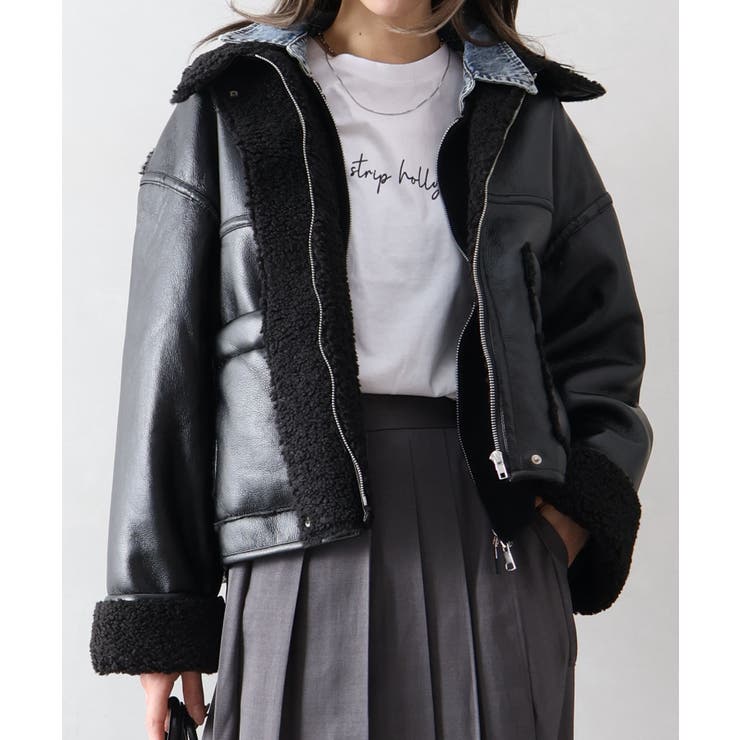 フェイクレザーボアZIPブルゾン | SpRay | 詳細画像78 