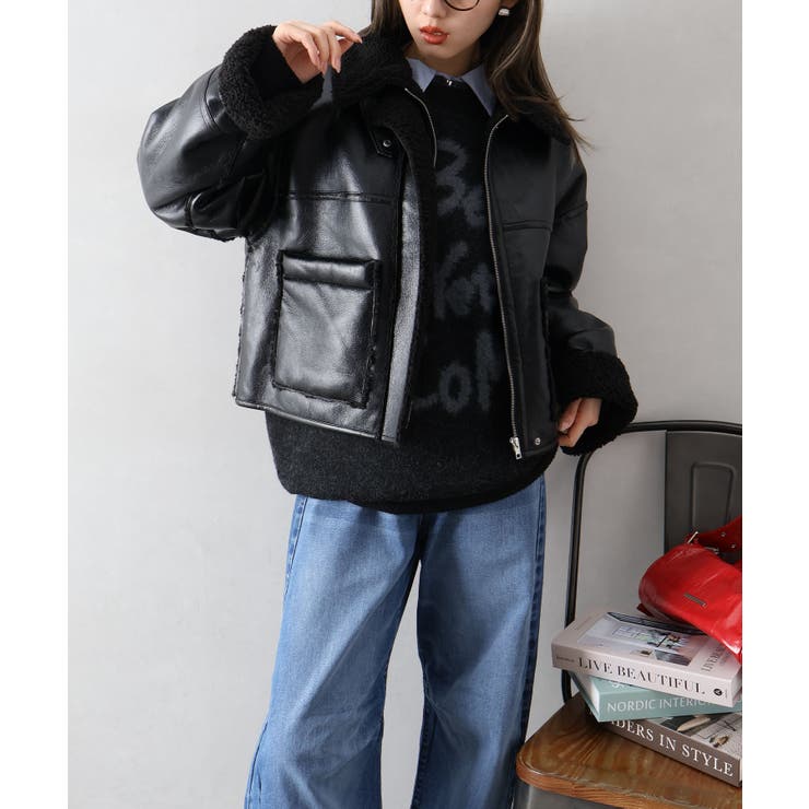 フェイクレザーボアZIPブルゾン | SpRay | 詳細画像82 