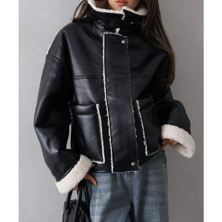 フェイクレザーボアZIPブルゾン | SpRay | 詳細画像8 