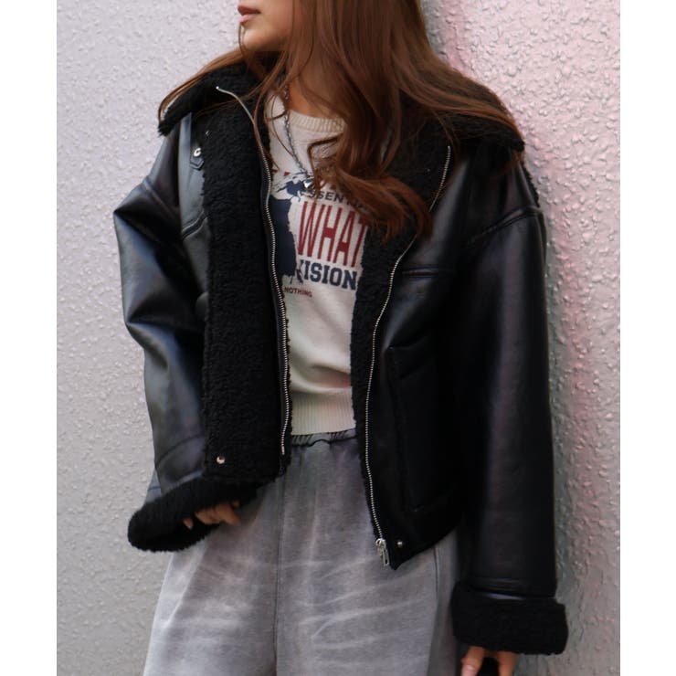 フェイクレザーボアZIPブルゾン | SpRay | 詳細画像90 