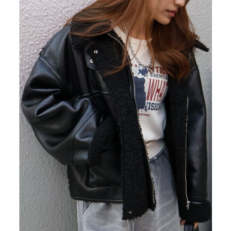 フェイクレザーボアZIPブルゾン | SpRay | 詳細画像91 