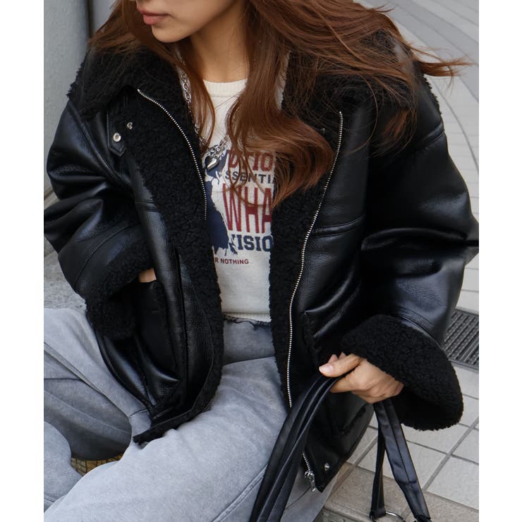 フェイクレザーボアZIPブルゾン | SpRay | 詳細画像92 