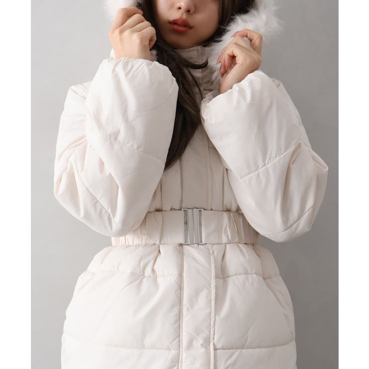 ベルト付中綿フードファーミドルコート | SpRay | 詳細画像11 