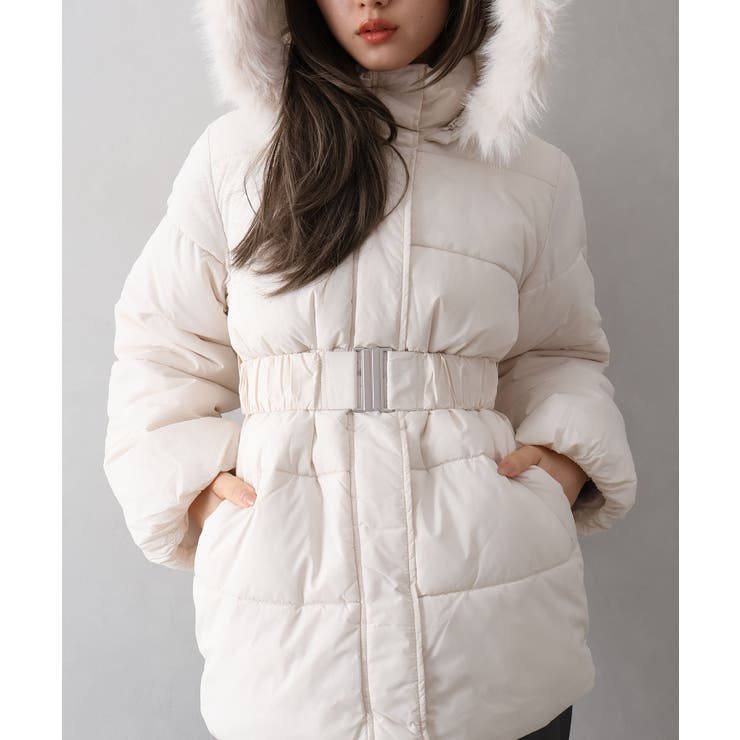 ベルト付中綿フードファーミドルコート | SpRay | 詳細画像12 