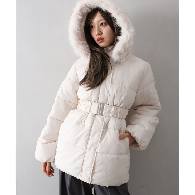 ベルト付中綿フードファーミドルコート | SpRay | 詳細画像13 