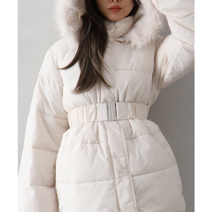 ベルト付中綿フードファーミドルコート | SpRay | 詳細画像17 