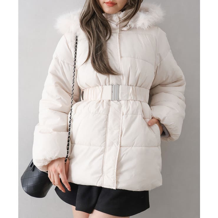 ベルト付中綿フードファーミドルコート | SpRay | 詳細画像19 