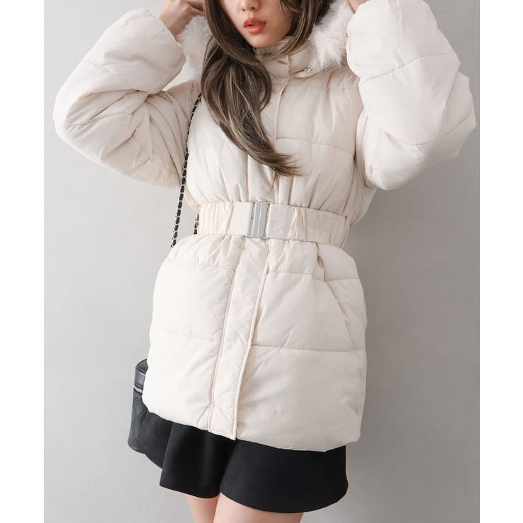 ベルト付中綿フードファーミドルコート | SpRay | 詳細画像23 