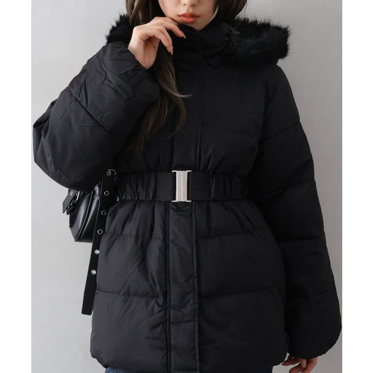 ベルト付中綿フードファーミドルコート | SpRay | 詳細画像25 