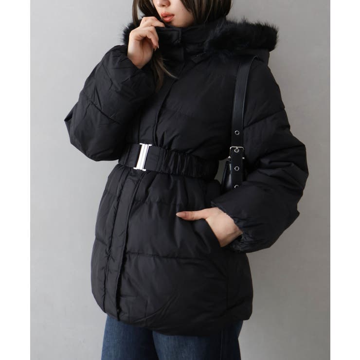 ベルト付中綿フードファーミドルコート | SpRay | 詳細画像26 