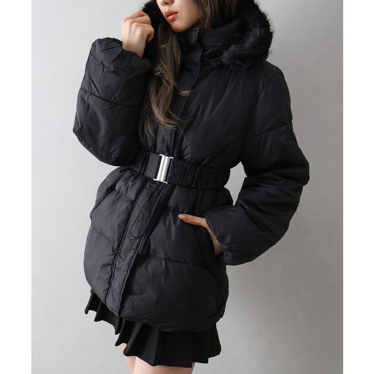 ベルト付中綿フードファーミドルコート | SpRay | 詳細画像28 