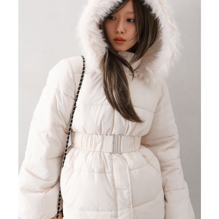 ベルト付中綿フードファーミドルコート | SpRay | 詳細画像2 