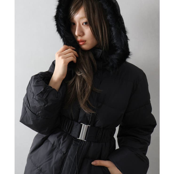 ベルト付中綿フードファーミドルコート | SpRay | 詳細画像31 