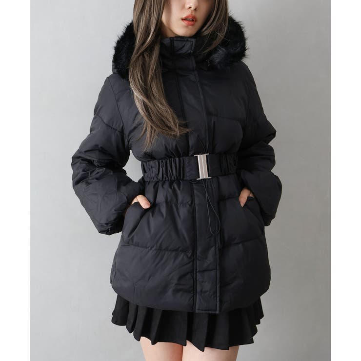 ベルト付中綿フードファーミドルコート | SpRay | 詳細画像32 