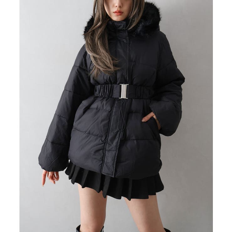 ベルト付中綿フードファーミドルコート | SpRay | 詳細画像33 