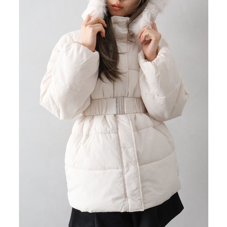 ベルト付中綿フードファーミドルコート | SpRay | 詳細画像34 