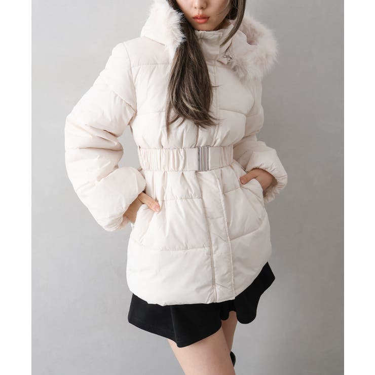 ベルト付中綿フードファーミドルコート | SpRay | 詳細画像36 