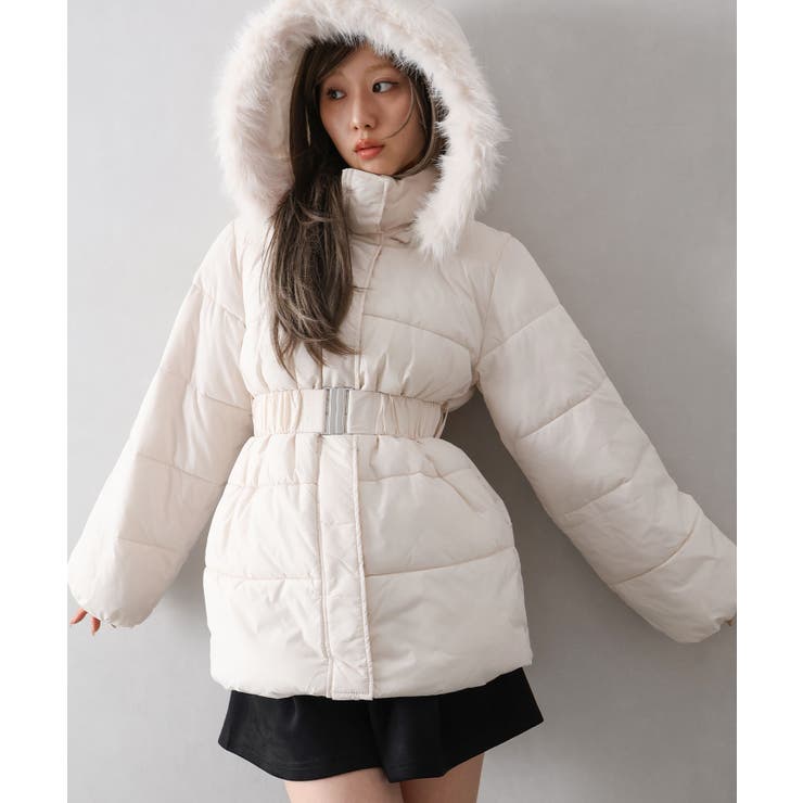 ベルト付中綿フードファーミドルコート | SpRay | 詳細画像38 