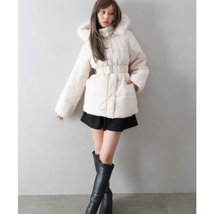 ベルト付中綿フードファーミドルコート | SpRay | 詳細画像39 