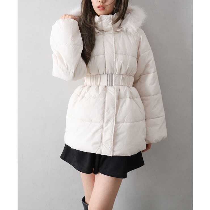 ベルト付中綿フードファーミドルコート | SpRay | 詳細画像40 