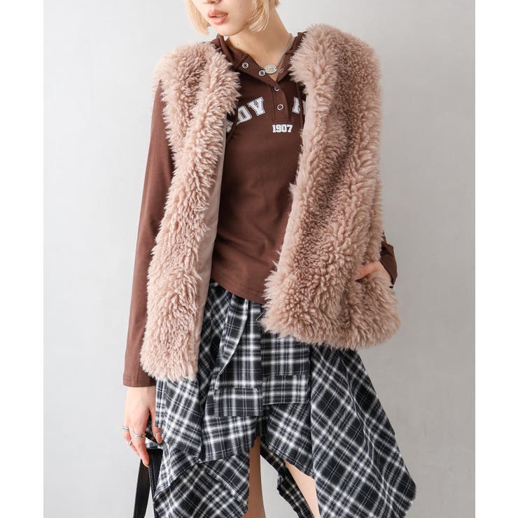 ベージュ | くるくるファーベスト | SpRay