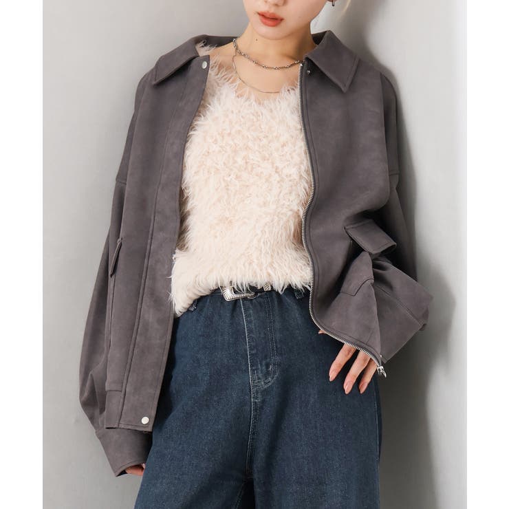 チャコールグレー | ヴィンテージスウェードZIPブルゾン | SpRay