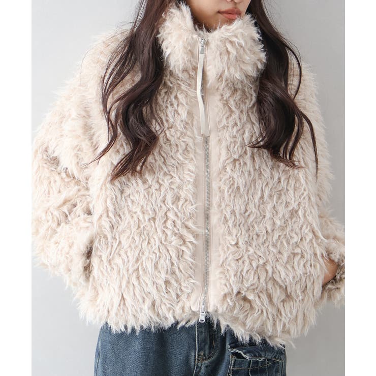 ベージュ | MIXシープファージップブルゾン | SpRay