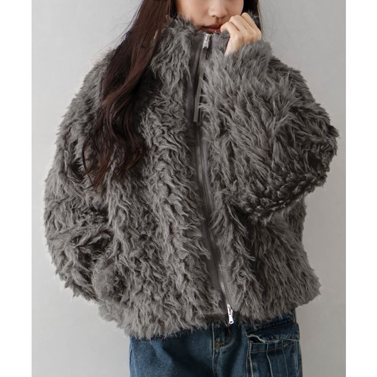 チャコールグレー | MIXシープファージップブルゾン | SpRay