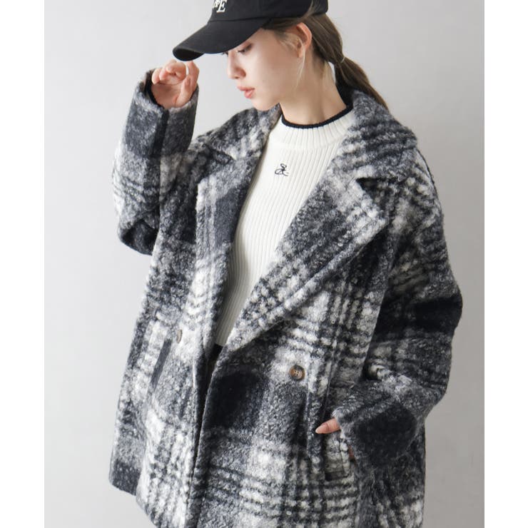 リングボアチェックビッグジャケット | SpRay | 詳細画像9 