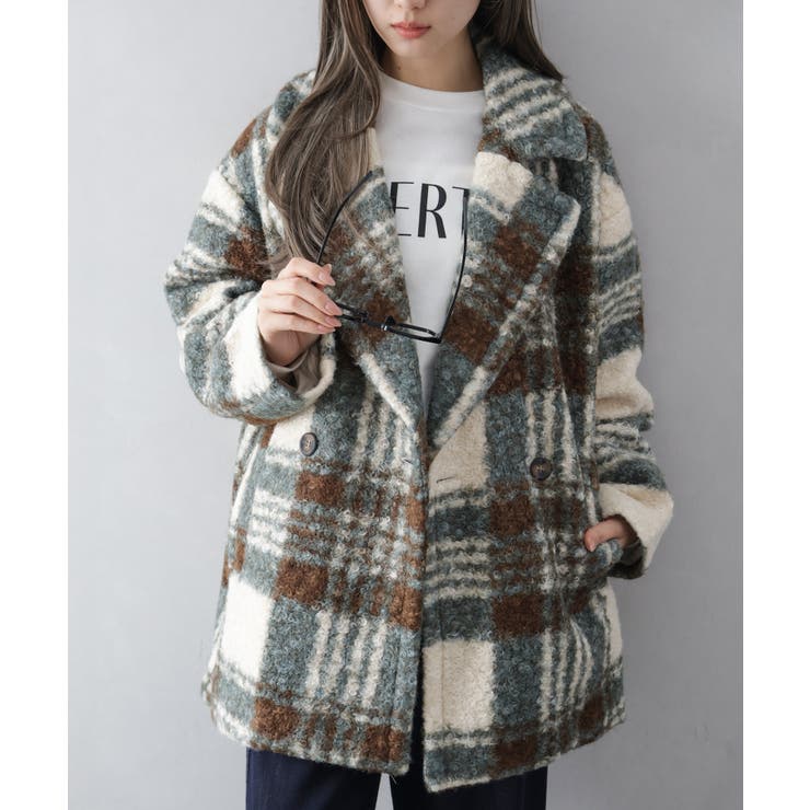 リングボアチェックビッグジャケット | SpRay | 詳細画像1 