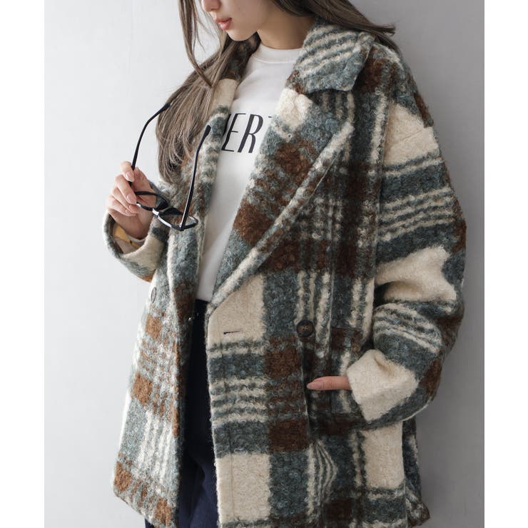 ミント | リングボアチェックビッグジャケット | SpRay