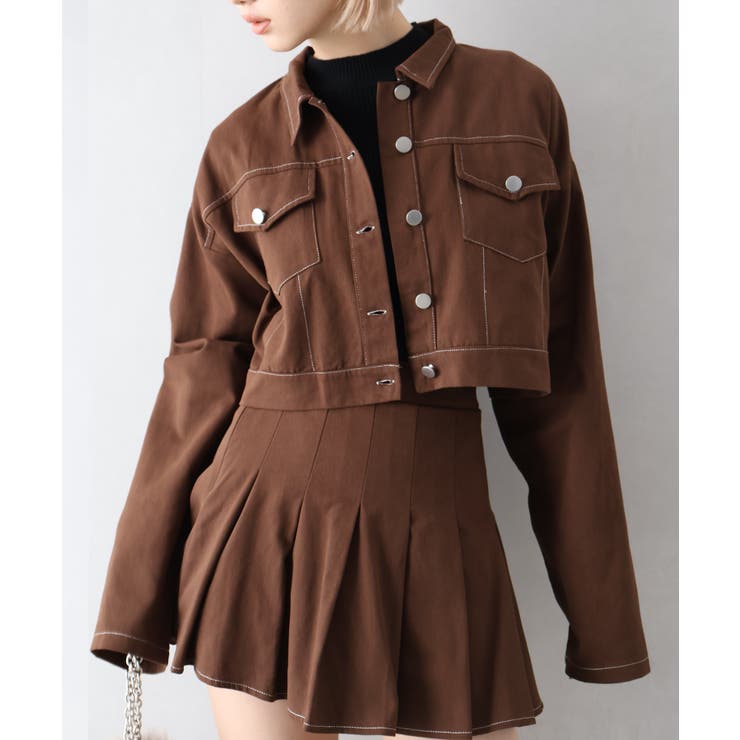 ブラウン | ツイルステッチプリーツ ＳＥＴ ＵＰ | SpRay