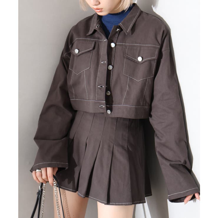 チャコールグレー | ツイルステッチプリーツ ＳＥＴ ＵＰ | SpRay