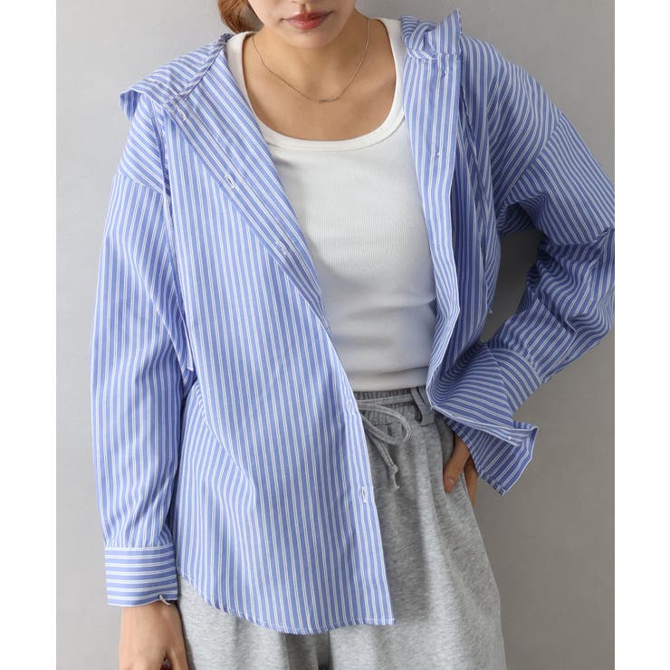 ストライプフードシャツ | SpRay | 詳細画像13 