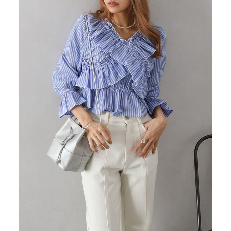 ストライプクロスフリルブラウス | SpRay | 詳細画像13 