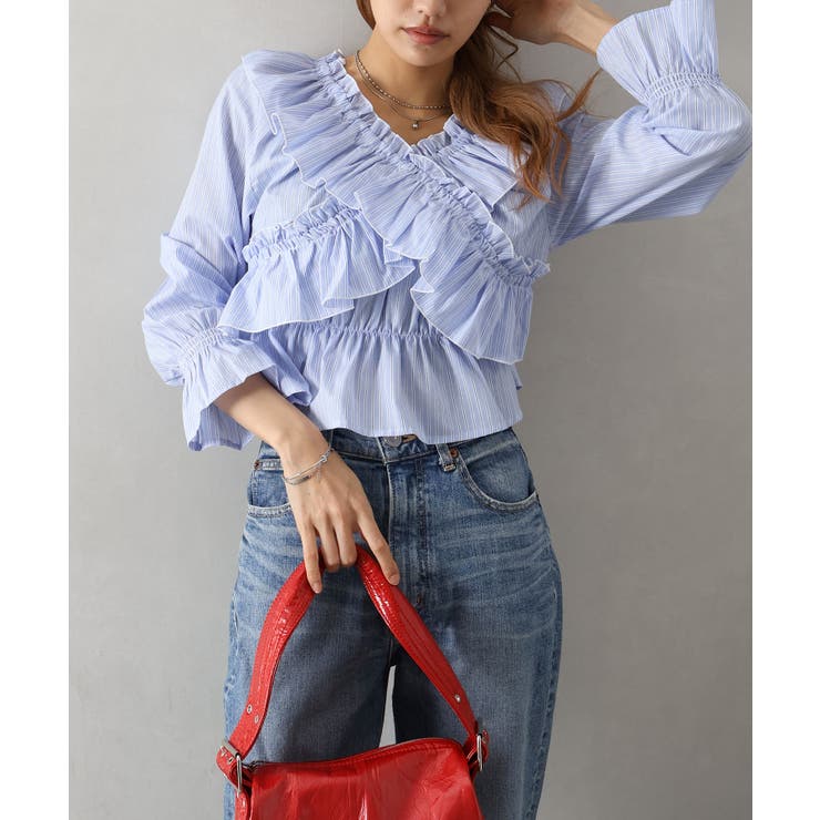 ストライプクロスフリルブラウス | SpRay | 詳細画像2 