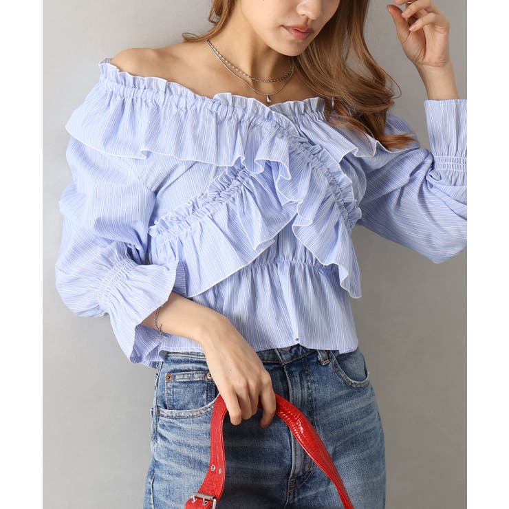 ストライプクロスフリルブラウス | SpRay | 詳細画像5 