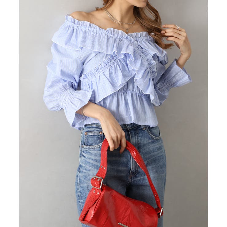 ストライプクロスフリルブラウス | SpRay | 詳細画像6 