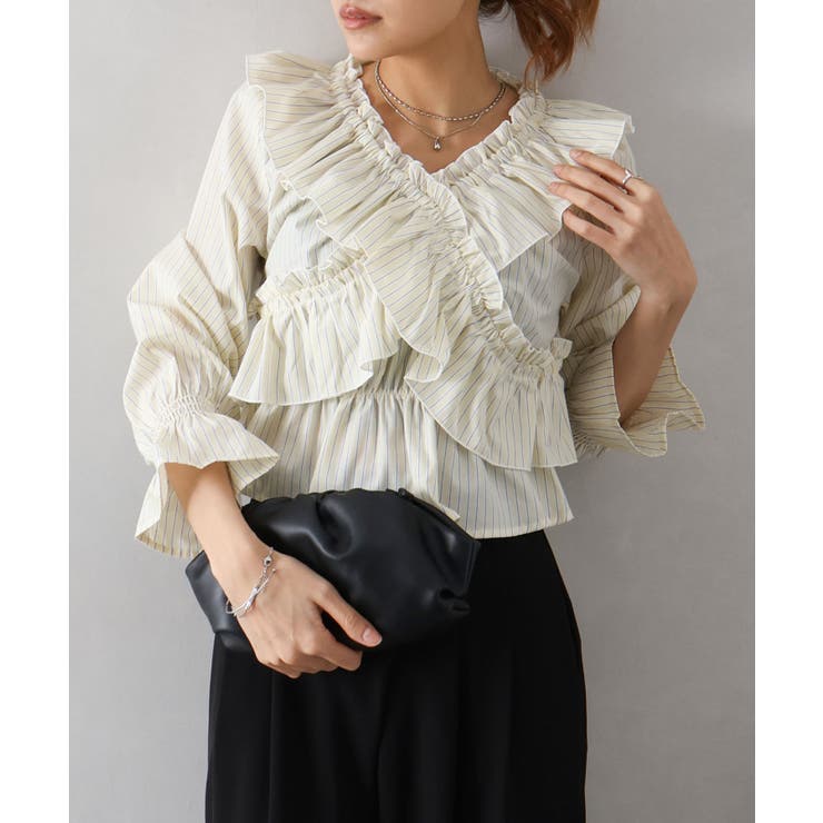 ストライプクロスフリルブラウス | SpRay | 詳細画像7 