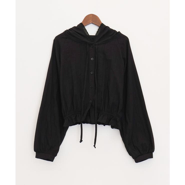 ブラック | ピンタックフードシャツ | SpRay