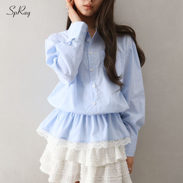 ドロスト裾レースシャツ | SpRay | 詳細画像1 
