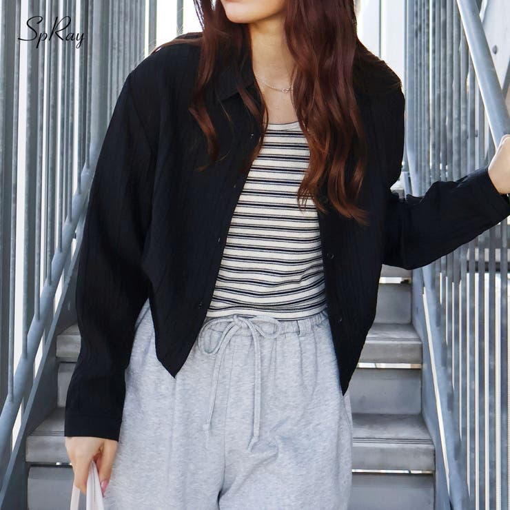 【2点セット】ボーダータンクトップサイドシャーリングシャツセット | SpRay | 詳細画像1 